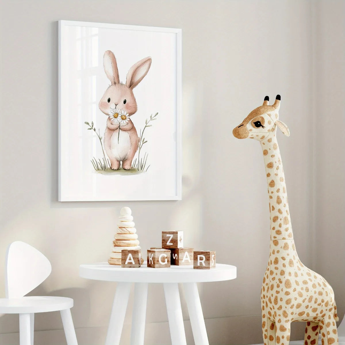 Set of 3 Personalised Floral Rabbit Prints
