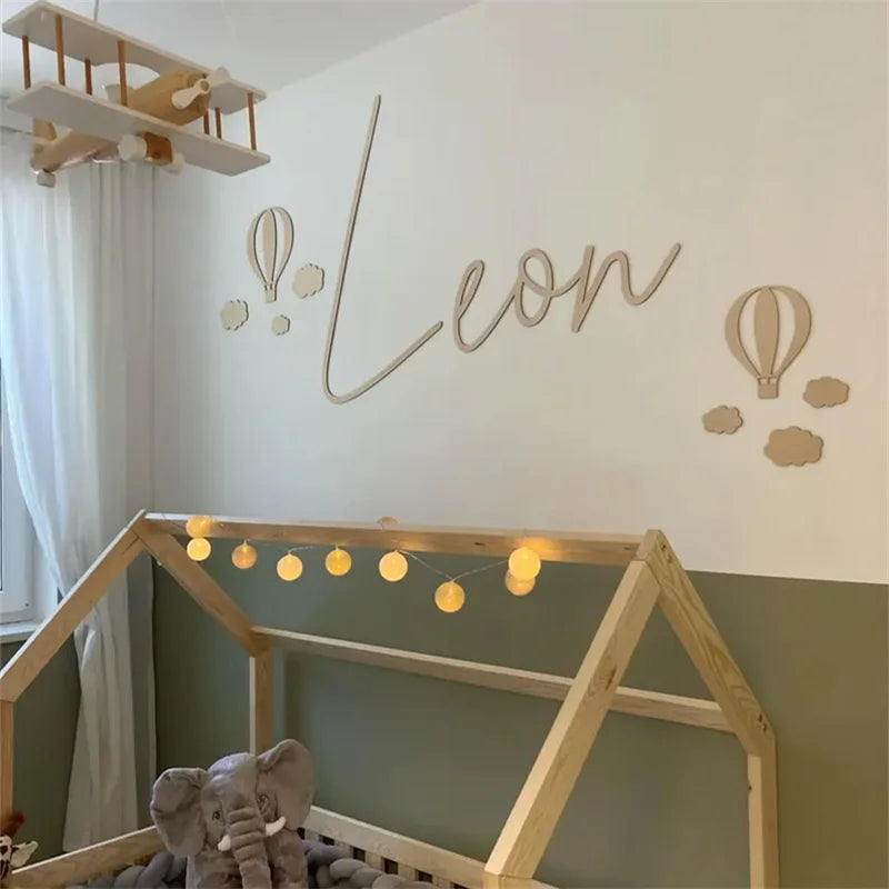 Wooden Hot Air Balloon Wall Decor Close Up