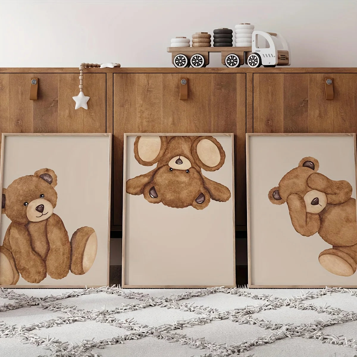 Set of 3 Teddy Bear Wall Prints