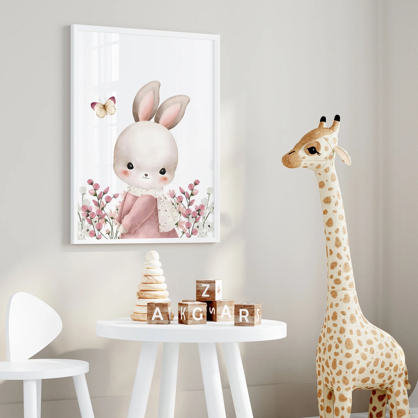 Set of 3 Pink Bunny Rabbit Prints