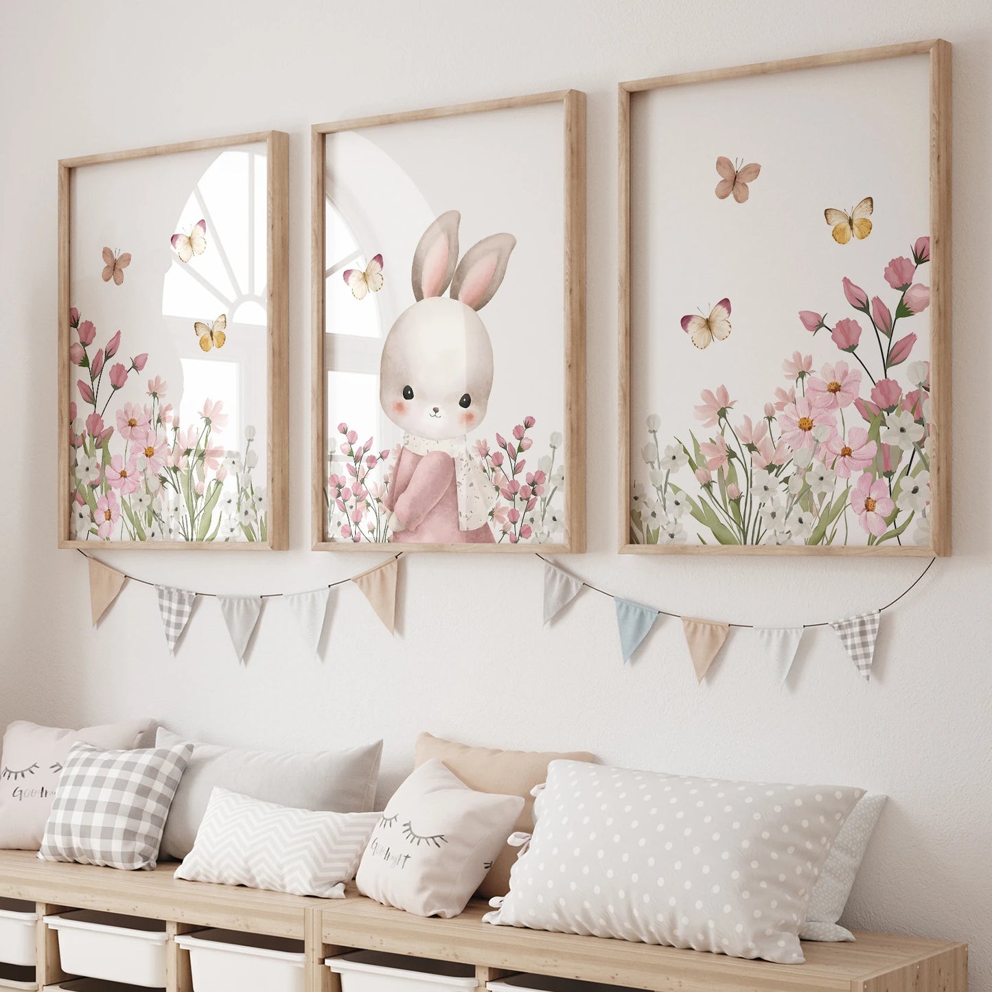 Set of 3 Pink Bunny Rabbit Prints