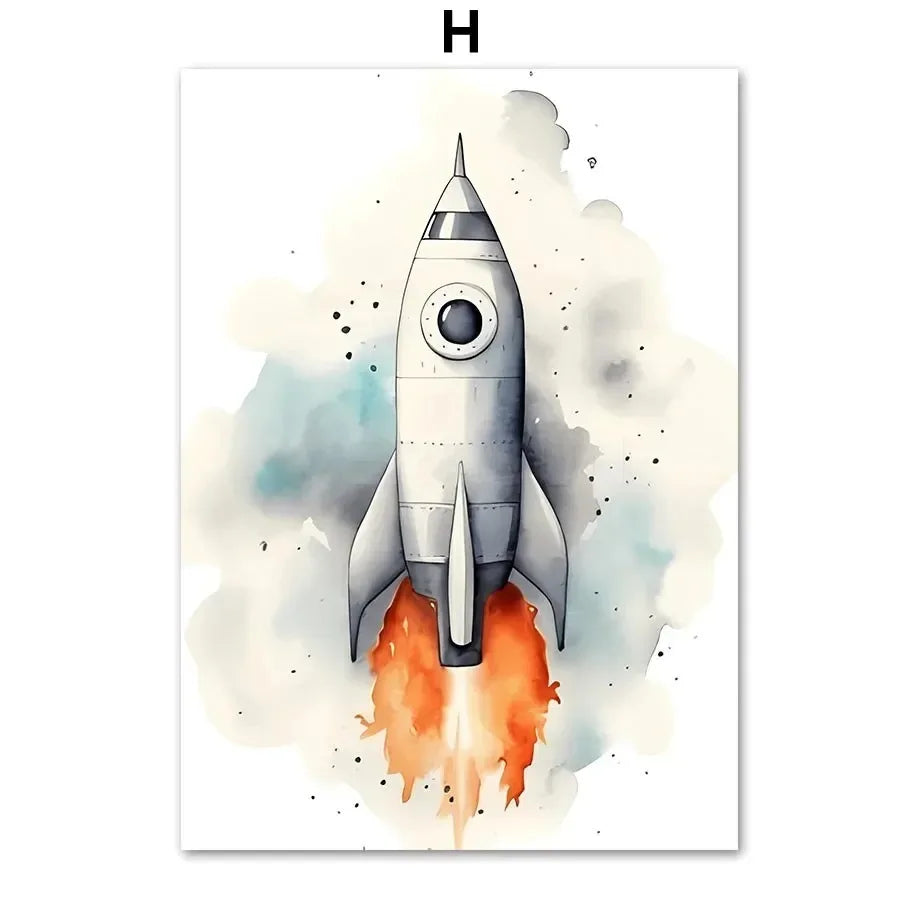 Spacecraft Rocket Nursery Prints
