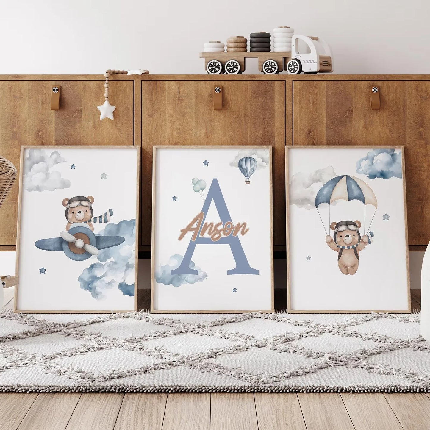 Set of 3 Bear Initial Prints
