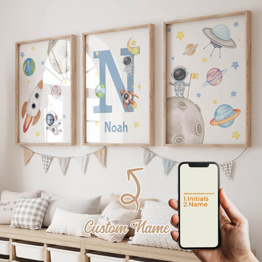 Set of 3 Personalised Space Prints