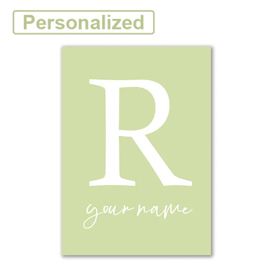 Personalised Green Rabbit Initial Prints