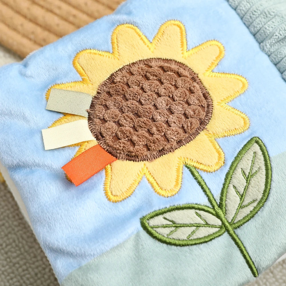 Baby Cloth Book with Bear & Goose, Sensory Crinkle Activity Book with Mirror, Teether, and Hanging Ring, Early Educational Toys