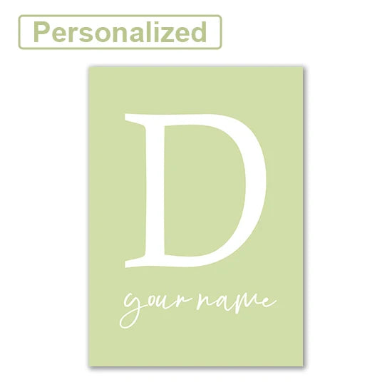 Personalised Green Rabbit Initial Prints