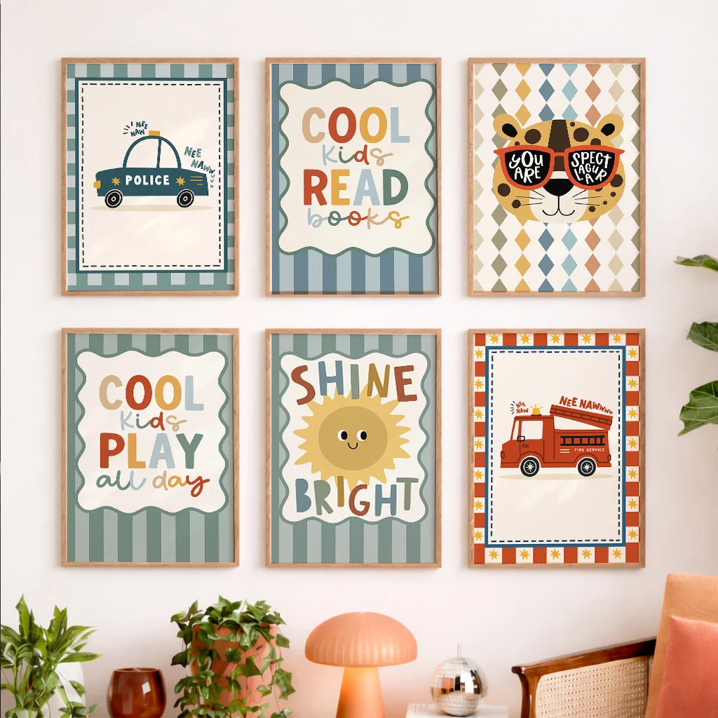 Set of 6 Positive Car Prints