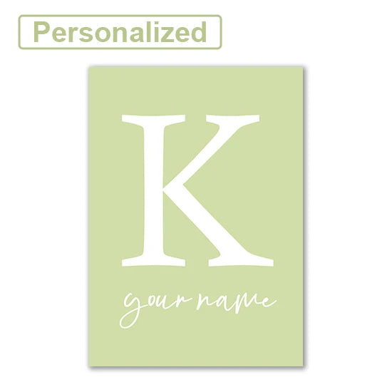 Personalised Green Rabbit Initial Prints