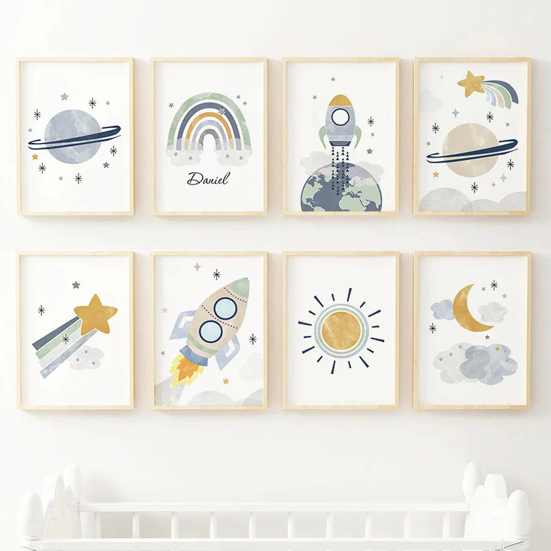 Rainbow, Moon & Stars Prints