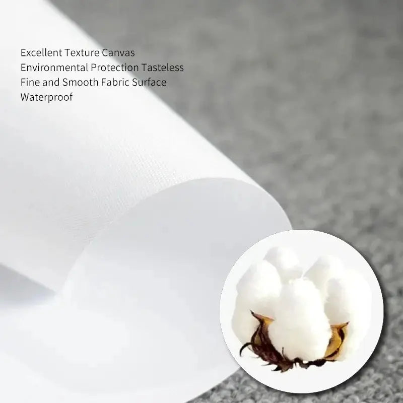 White textured canvas roll with cotton detail, waterproof & smooth fabric surface for digital art prints