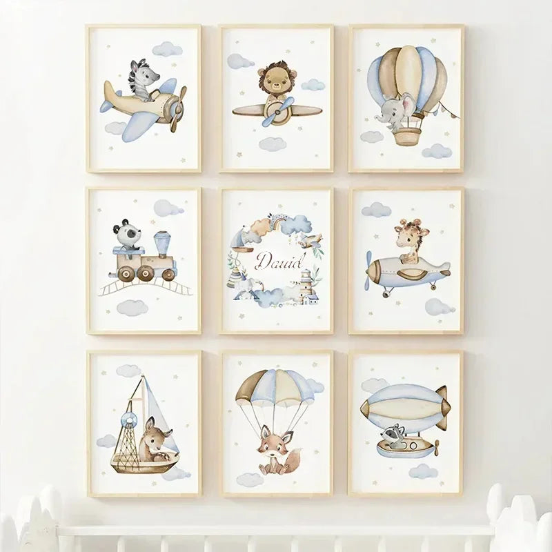 Pastel Blue Nursery Prints