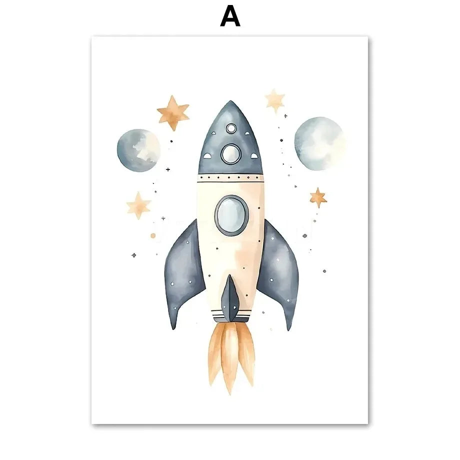 Spacecraft Rocket Nursery Prints
