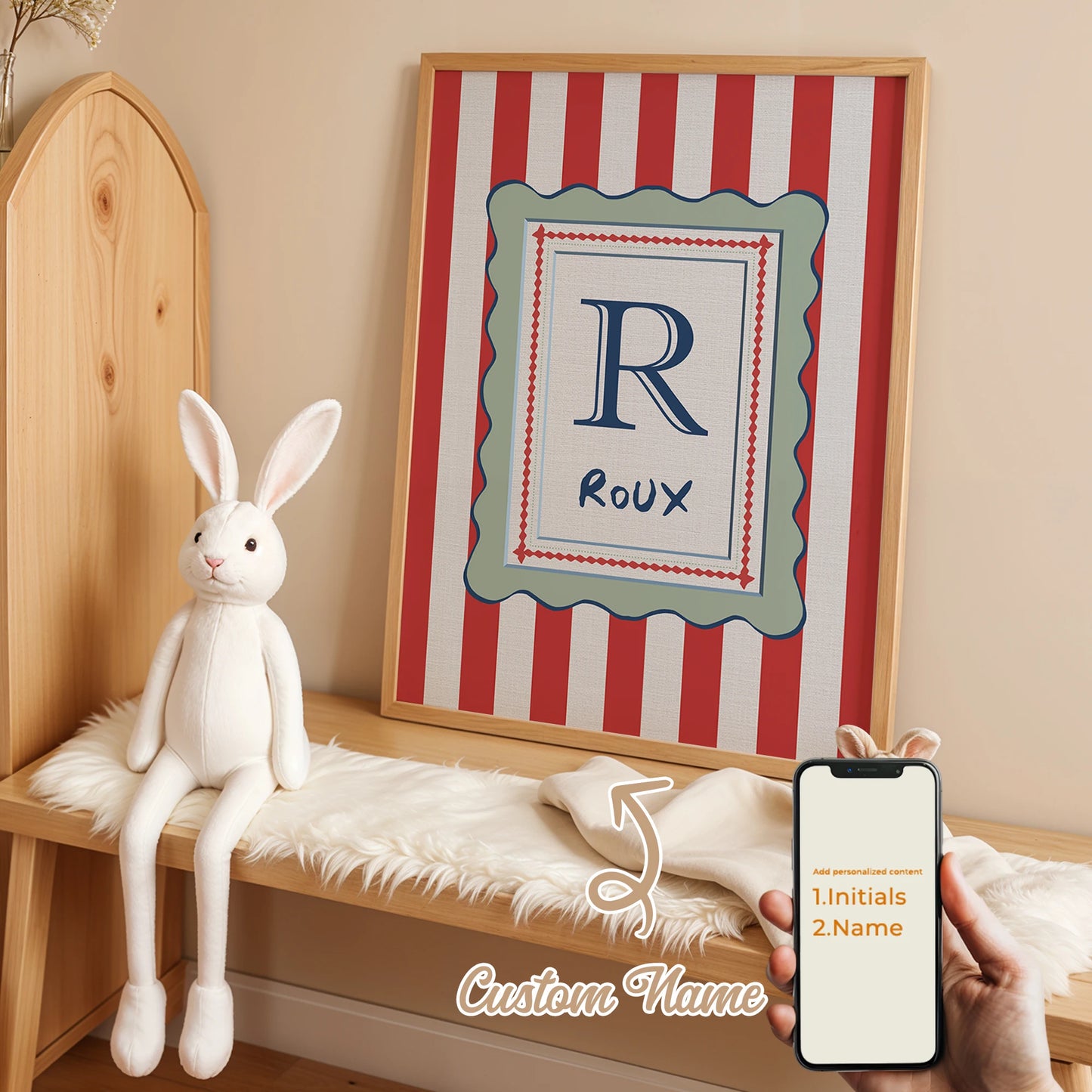 Personalized Custom Name Cartoon Child Stripe Wall Art Print Picture Canvas Poster Painting For Living Room Home Decor Gift
