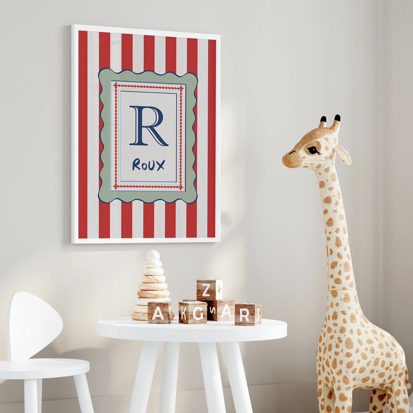 Personalized Custom Name Cartoon Child Stripe Wall Art Print Picture Canvas Poster Painting For Living Room Home Decor Gift