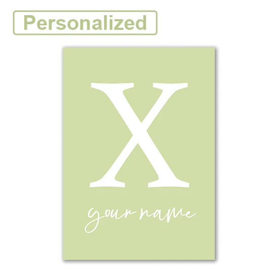 Personalised Green Rabbit Initial Prints
