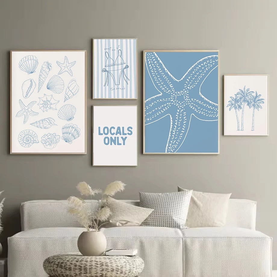 Trendy Blue Seaside Prints