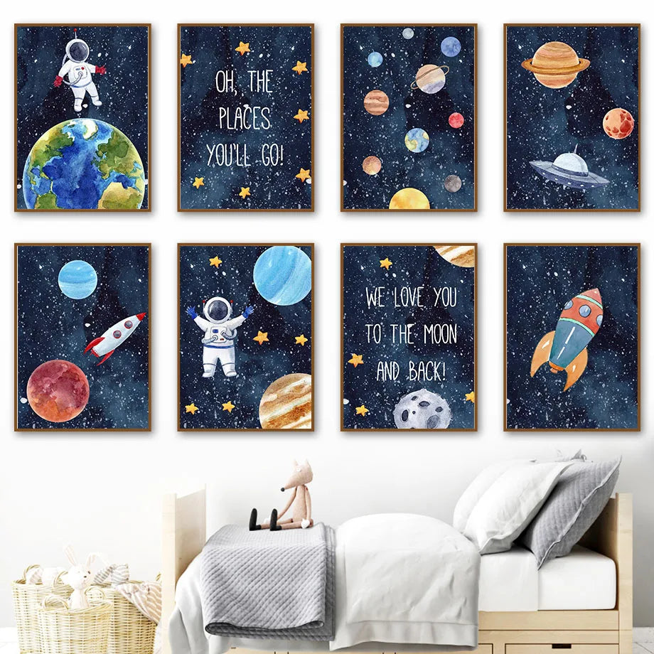 Planet Rocket Nursery Prints