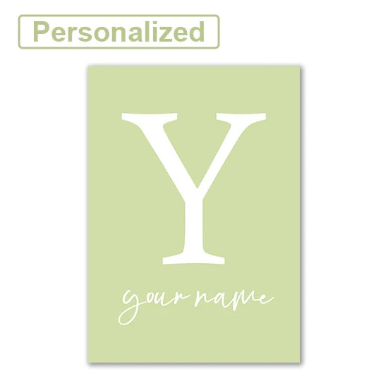 Personalised Green Rabbit Initial Prints