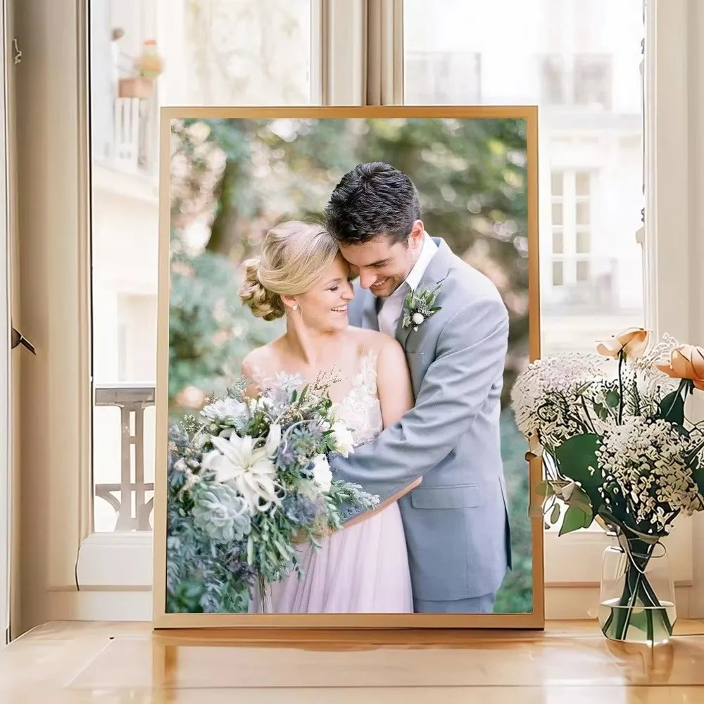 Unique Custom Black & White Decorative Painting Canvas Print Wedding Couple Wall Art Poster for Home Decor Valentine's Day Gift