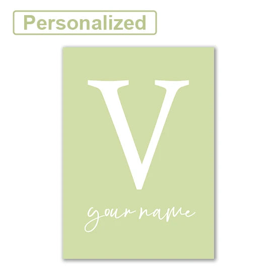 Personalised Green Rabbit Initial Prints