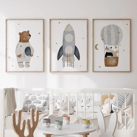 Blue Space Themed Nursery Prints