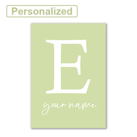 Personalised Green Rabbit Initial Prints