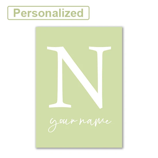 Personalised Green Rabbit Initial Prints