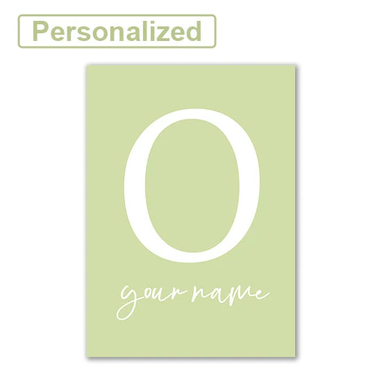 Personalised Green Rabbit Initial Prints