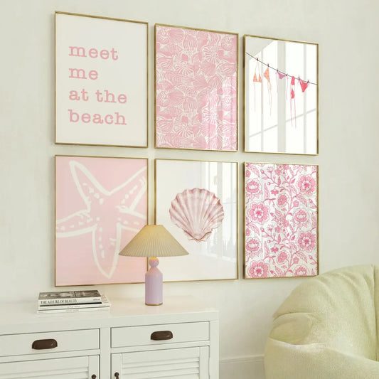 Pink Seashell and Starfish Prints