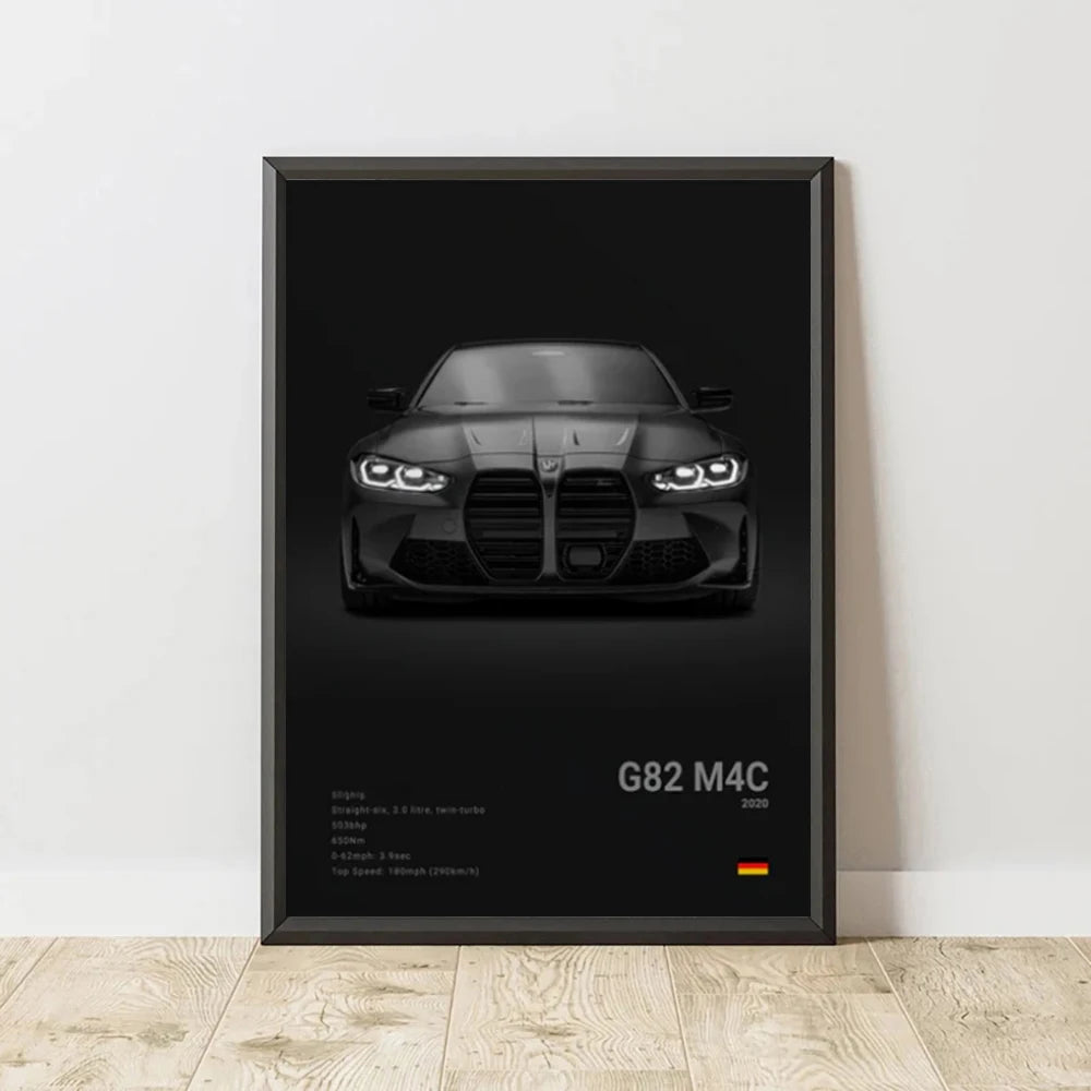 2-A1 Famous Cars G80 M3C Canvas Wall Art Print Poster E30 M3 Z8 Decorative Mural Modern Home Decor Birthday Gift Unframed