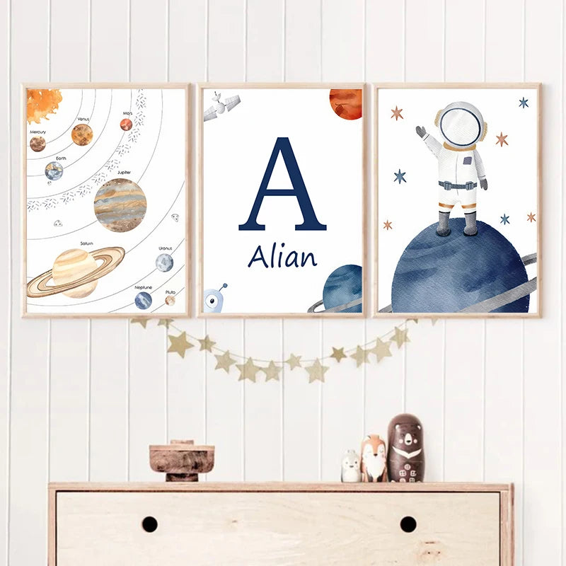 Space Themed Initial Prints