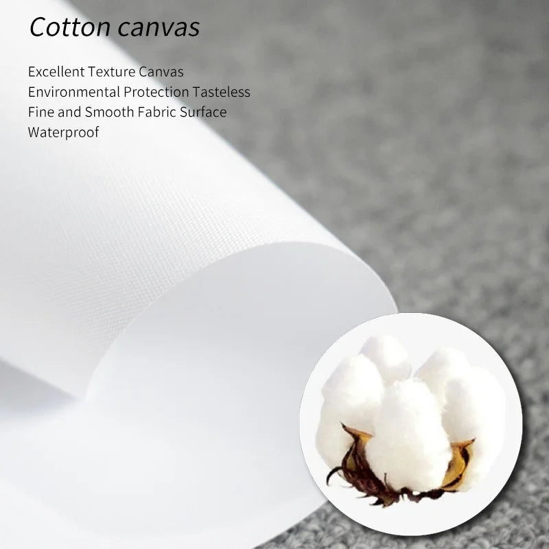 White cotton canvas roll with fine smooth texture, waterproof & eco-friendly for digital art prints