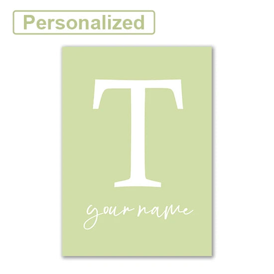 Personalised Green Rabbit Initial Prints