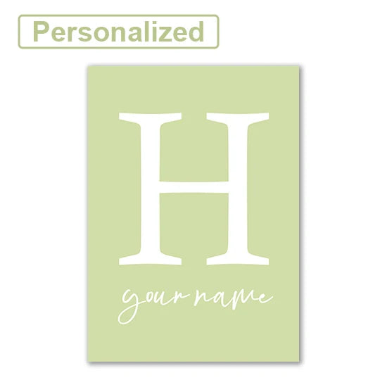 Personalised Green Rabbit Initial Prints