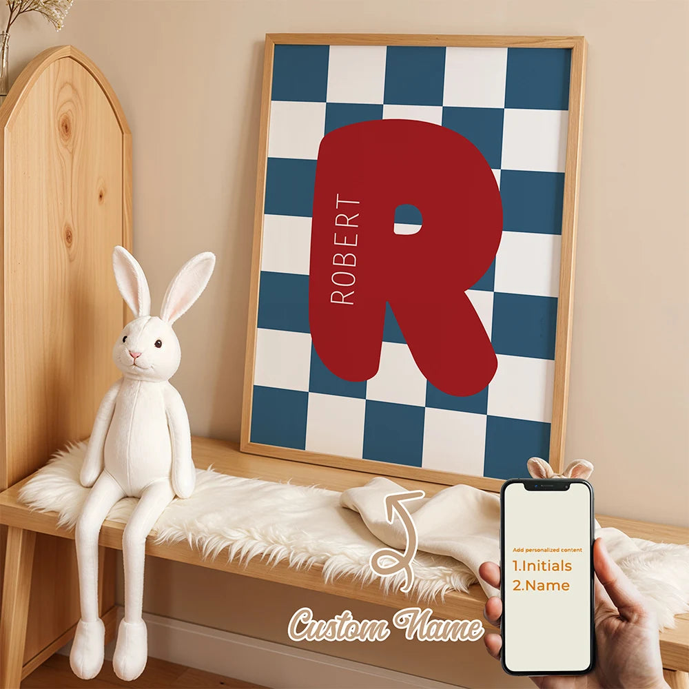 Personalized Custom Name Cartoon Child Stripe Wall Art Print Picture Canvas Poster Painting For Living Room Home Decor Gift