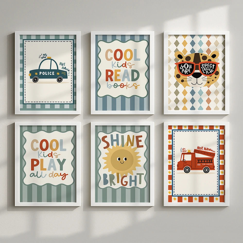Set of 6 Positive Car Prints