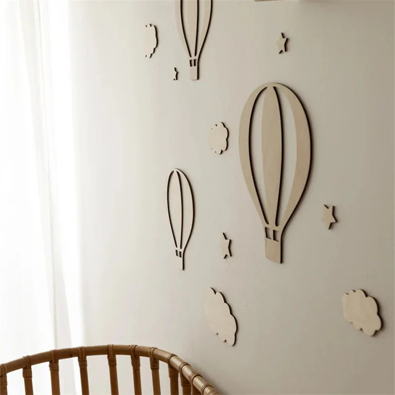 Kids Nursery Wooden Hot Air Balloon Wall Decor
