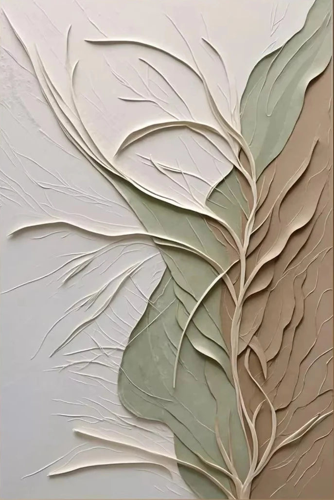 Textured Leaf Art Poster Neutral Tone Canvas Printing for Modern Home Decoration, Elegant Wall Arts Thoughtful Gifts