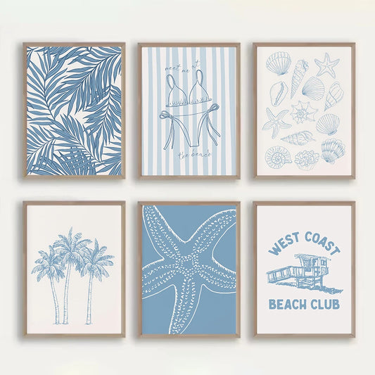 Trendy Blue Seaside Prints