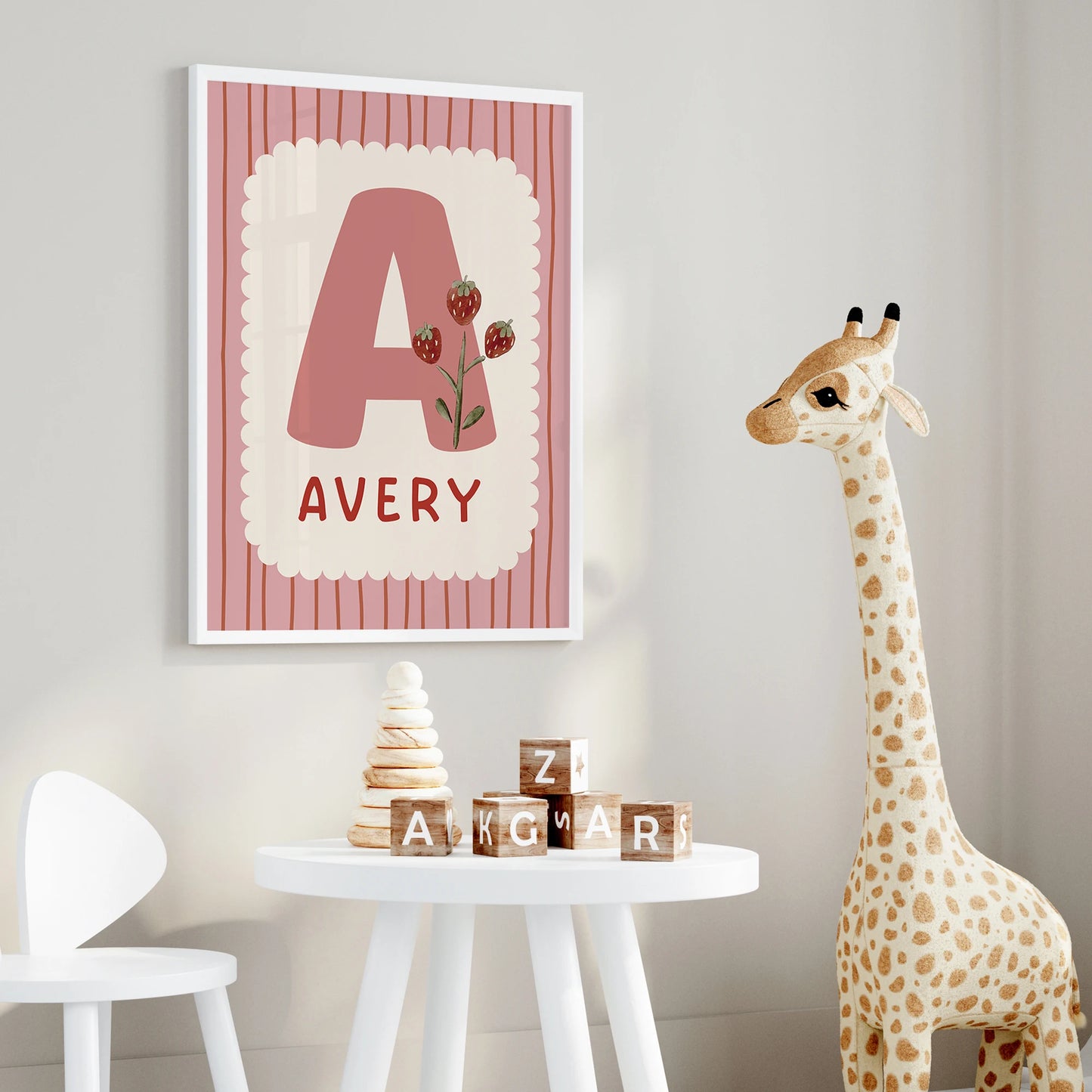Personalized Custom Name Cartoon Child Stripe Wall Art Print Picture Canvas Poster Painting For Living Room Home Decor Gift