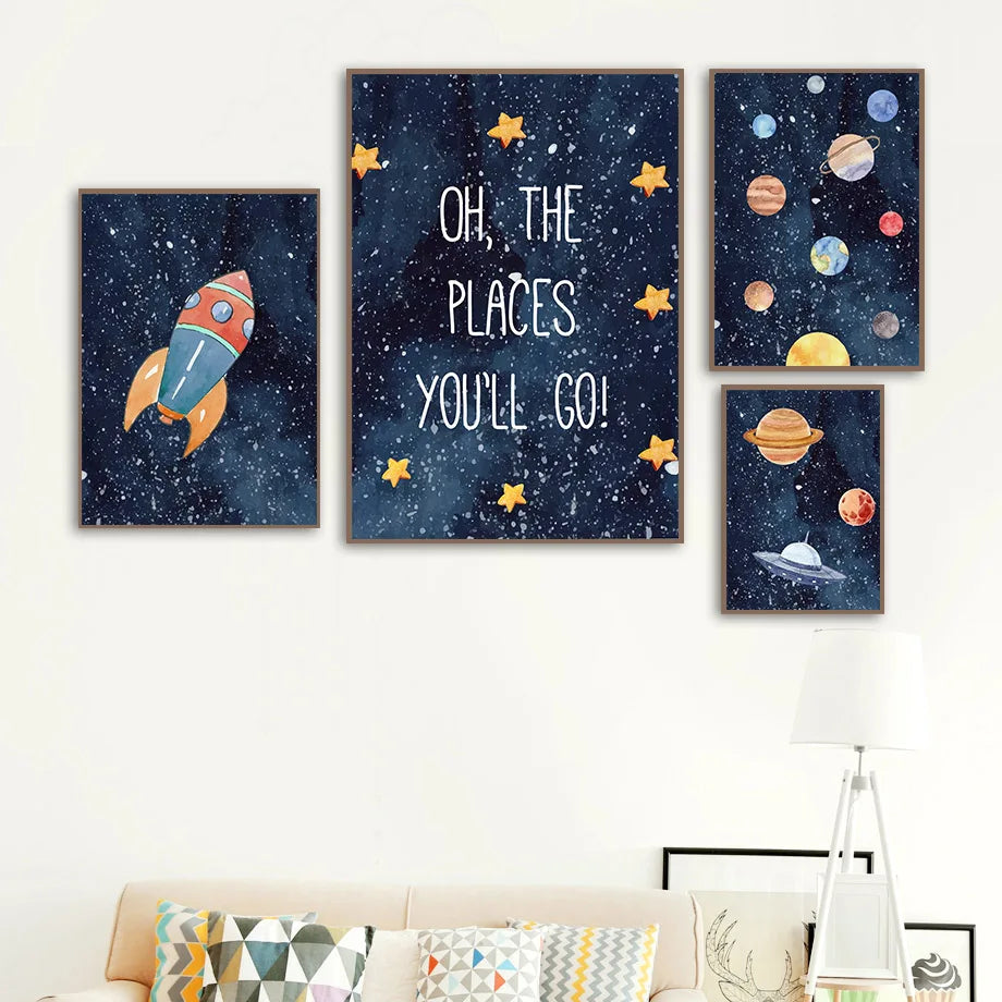 Planet Rocket Nursery Prints