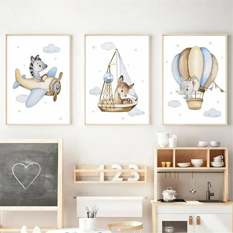 Pastel Blue Nursery Prints
