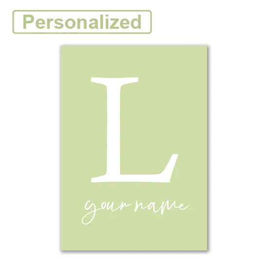 Personalised Green Rabbit Initial Prints