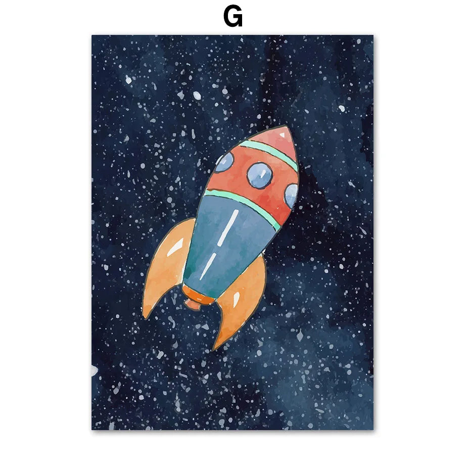 Planet Rocket Nursery Prints