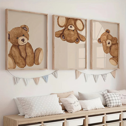Set of 3 Teddy Bear Wall Prints