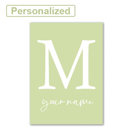 Personalised Green Rabbit Initial Prints