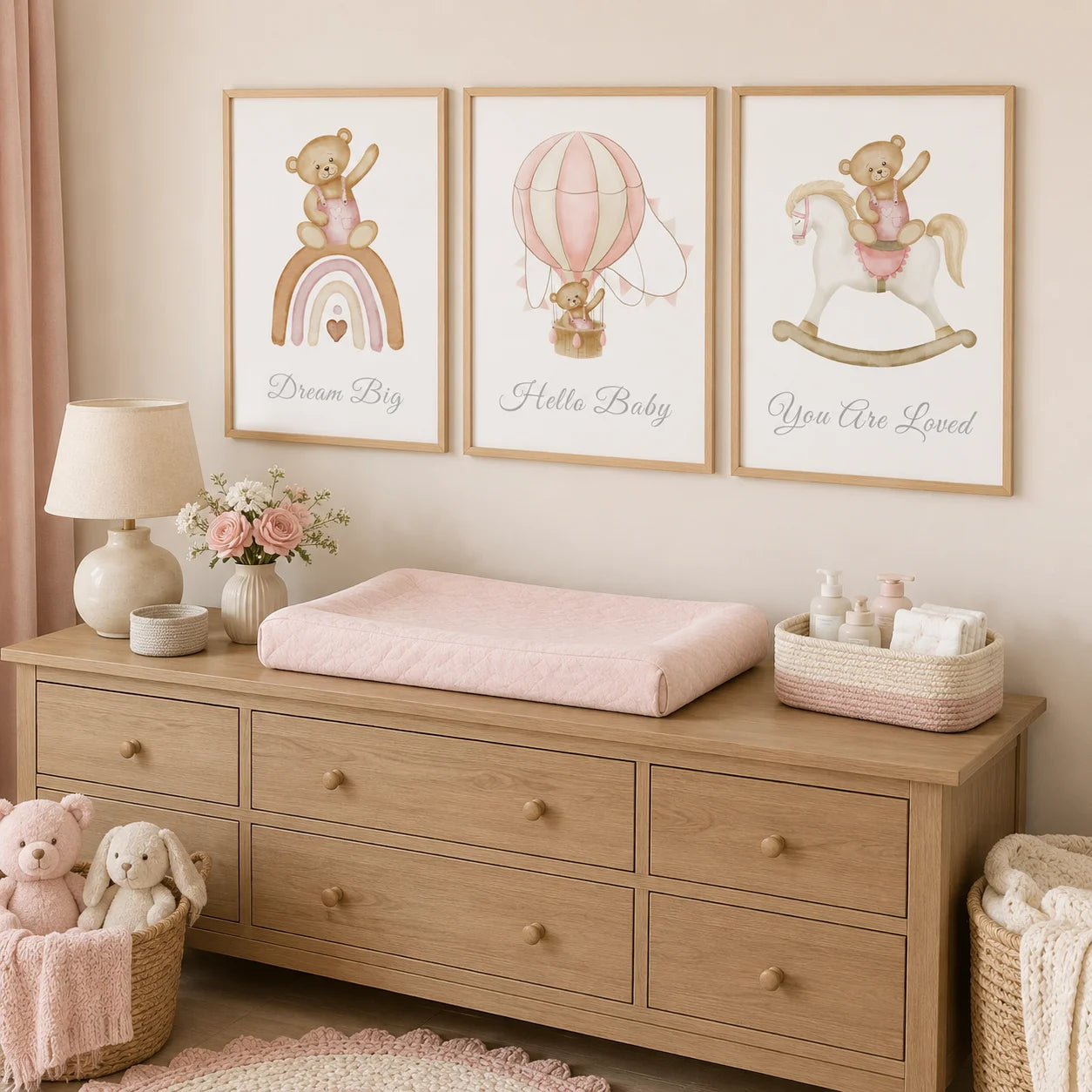 Pink Boho Nursery Style Wall Prints