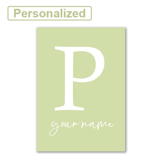 Personalised Green Rabbit Initial Prints
