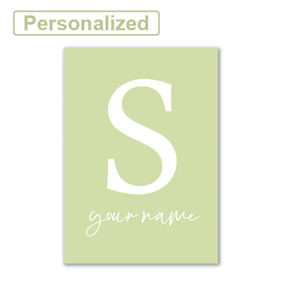 Personalised Green Rabbit Initial Prints